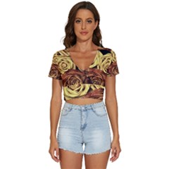 Flowers Roses Plant Bloom Blossom V-neck Crop Top