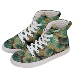 Colored Close Up Plants Leaves Pattern Men s Hi-top Skate Sneakers by dflcprintsclothing
