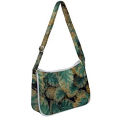 Colored Close Up Plants Leaves Pattern Zip Up Shoulder Bag by dflcprintsclothing