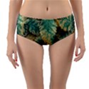 Colored Close Up Plants Leaves Pattern Reversible Mid-Waist Bikini Bottoms View3