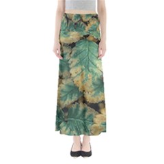 Colored Close Up Plants Leaves Pattern Full Length Maxi Skirt by dflcprintsclothing
