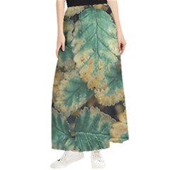 Colored Close Up Plants Leaves Pattern Maxi Chiffon Skirt by dflcprintsclothing