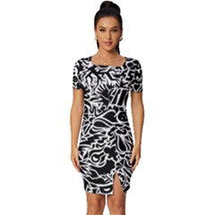 Arctic Monkeys Digital Wallpaper Pattern No People Creativity Fitted Knot Split End Bodycon Dress by Sudhe