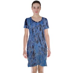 Blue Abstract Texture Print Short Sleeve Nightdress by dflcprintsclothing