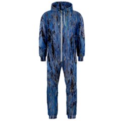 Blue Abstract Texture Print Hooded Jumpsuit (men) by dflcprintsclothing