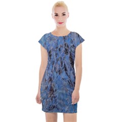 Blue Abstract Texture Print Cap Sleeve Bodycon Dress by dflcprintsclothing