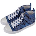 Blue Abstract Texture Print Women s Mid-Top Canvas Sneakers View2