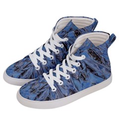 Blue Abstract Texture Print Women s Hi-top Skate Sneakers by dflcprintsclothing