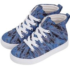 Blue Abstract Texture Print Kids  Hi-top Skate Sneakers by dflcprintsclothing