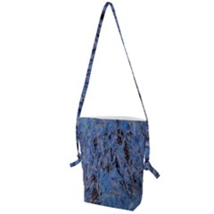 Blue Abstract Texture Print Folding Shoulder Bag by dflcprintsclothing