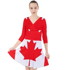 Canada Flag Canadian Flag View Quarter Sleeve Front Wrap Dress