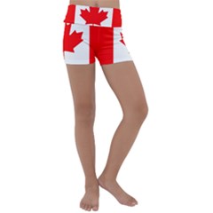 Canada Flag Canadian Flag View Kids  Lightweight Velour Yoga Shorts by Ravend