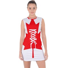 Canada Flag Canadian Flag View Lace Up Front Bodycon Dress