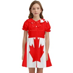 Canada Flag Canadian Flag View Kids  Bow Tie Puff Sleeve Dress by Ravend