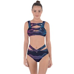 Abstract Wave Digital Design Space Energy Fractal Bandaged Up Bikini Set  by Ravend