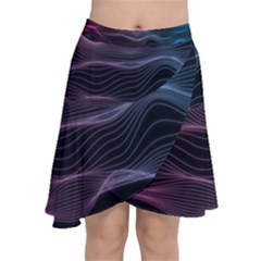 Abstract Wave Digital Design Space Energy Fractal Chiffon Wrap Front Skirt by Ravend