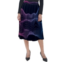 Abstract Wave Digital Design Space Energy Fractal Classic Velour Midi Skirt  by Ravend