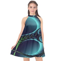 Fractal Abstract Art Artwork Design Wallpaper Halter Neckline Chiffon Dress 