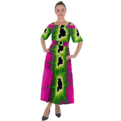 Fractal Art Math Abstract Artwork Pink Magenta Shoulder Straps Boho Maxi Dress 