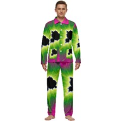 Fractal Art Math Abstract Artwork Pink Magenta Men s Long Sleeve Velvet Pocket Pajamas Set