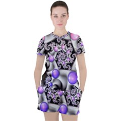 Background Fractal Annotation Sample Fantasy Women s Tee And Shorts Set