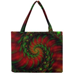 Fractal Green Red Spiral Happiness Vortex Spin Mini Tote Bag by Ravend