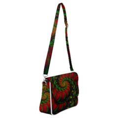 Fractal Green Red Spiral Happiness Vortex Spin Shoulder Bag With Back Zipper