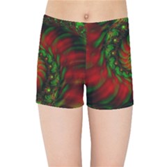 Fractal Green Red Spiral Happiness Vortex Spin Kids  Sports Shorts