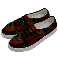 Fractal Green Red Spiral Happiness Vortex Spin Men s Classic Low Top Sneakers by Ravend