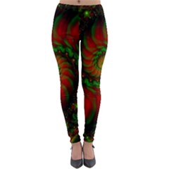 Fractal Green Red Spiral Happiness Vortex Spin Lightweight Velour Leggings by Ravend