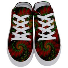 Fractal Green Red Spiral Happiness Vortex Spin Half Slippers by Ravend