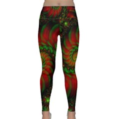 Fractal Green Red Spiral Happiness Vortex Spin Lightweight Velour Classic Yoga Leggings by Ravend