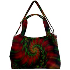 Fractal Green Red Spiral Happiness Vortex Spin Double Compartment Shoulder Bag by Ravend