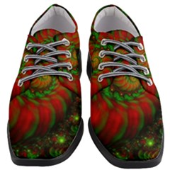 Fractal Green Red Spiral Happiness Vortex Spin Women Heeled Oxford Shoes by Ravend