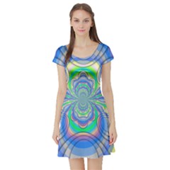 Fractal Geometry Mathematics Gradient Ovals Math Short Sleeve Skater Dress