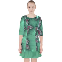 Fractal Spiral Template Abstract Background Design Quarter Sleeve Pocket Dress