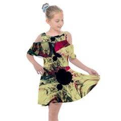 Fractal Art Design Fractal Art Digital Art Kids  Shoulder Cutout Chiffon Dress