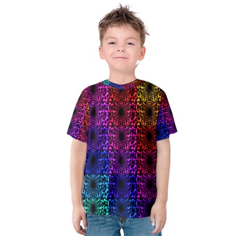 Rainbow Grid Form Abstract Background Graphic Kids  Cotton Tee by Ravend