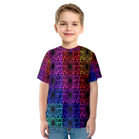 Rainbow Grid Form Abstract Background Graphic Kids  Sport Mesh Tee by Ravend