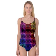 Rainbow Grid Form Abstract Background Graphic Camisole Leotard 