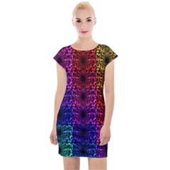 Rainbow Grid Form Abstract Background Graphic Cap Sleeve Bodycon Dress by Ravend