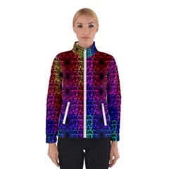 Rainbow Grid Form Abstract Background Graphic Women s Bomber Jacket