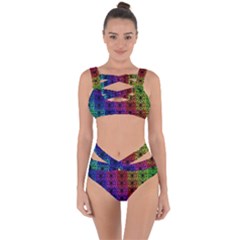 Rainbow Grid Form Abstract Background Graphic Bandaged Up Bikini Set 
