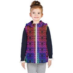 Rainbow Grid Form Abstract Background Graphic Kids  Hooded Puffer Vest by Ravend