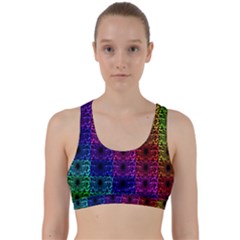 Rainbow Grid Form Abstract Background Graphic Back Weave Sports Bra