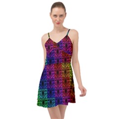 Rainbow Grid Form Abstract Background Graphic Summer Time Chiffon Dress by Ravend