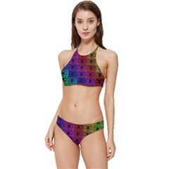 Rainbow Grid Form Abstract Background Graphic Banded Triangle Bikini Set