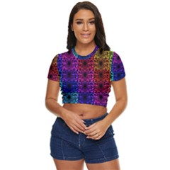 Rainbow Grid Form Abstract Background Graphic Side Button Cropped Tee