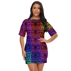 Rainbow Grid Form Abstract Background Graphic Just Threw It On Dress by Ravend