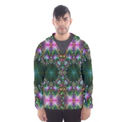 Kaleidoscope Digital Kaleidoscope Fractal Mirrored Men s Hooded Windbreaker